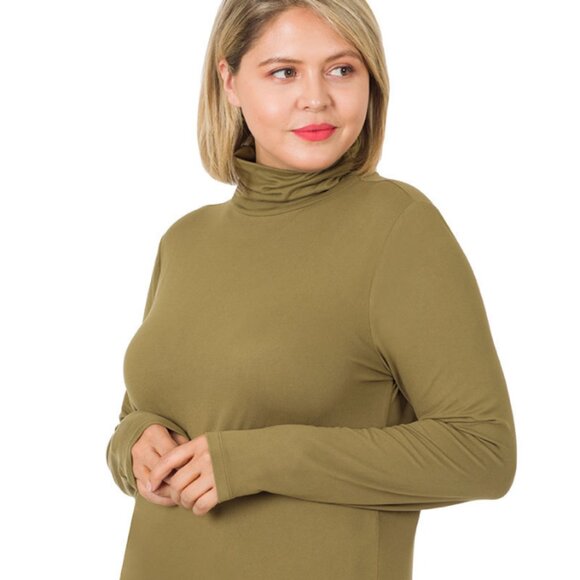 Plus Premium Microfiber Mock Neck Top "GREENS" - Picture 5 of 6